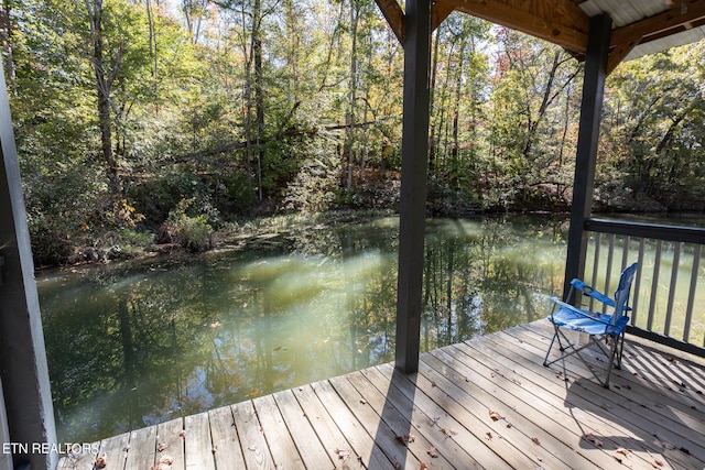 view of dock featuring a water view