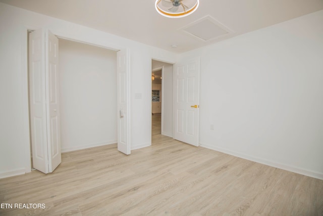 unfurnished bedroom featuring light hardwood / wood-style floors