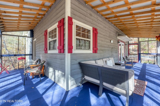 516 Clearwater Cir, Townsend, TN 37882 - wooden terrace featuring outdoor lounge area and french doors