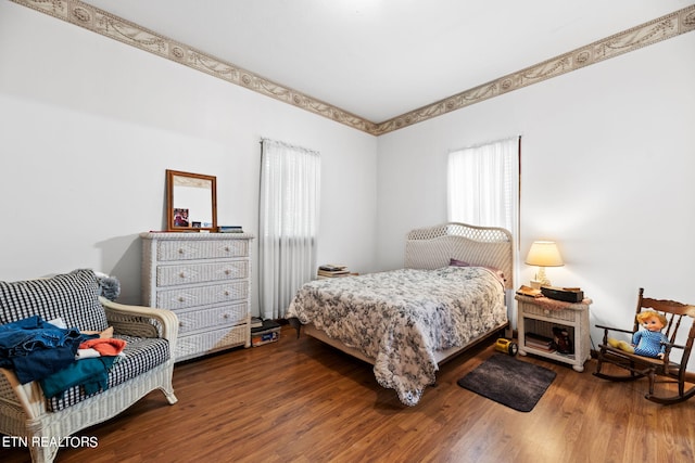 bedroom with hardwood / wood-style floors