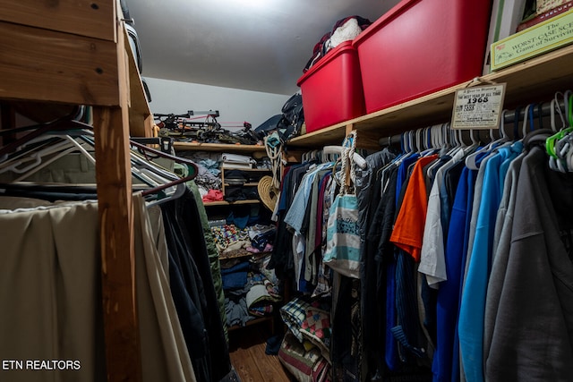 walk in closet featuring wood-type flooring