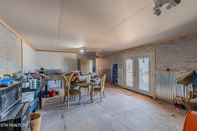 dining area featuring french doors