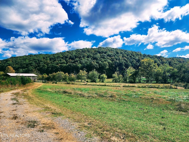 view of mountain feature with a rural view