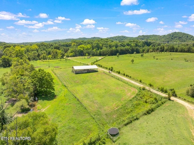 aerial view featuring a rural view