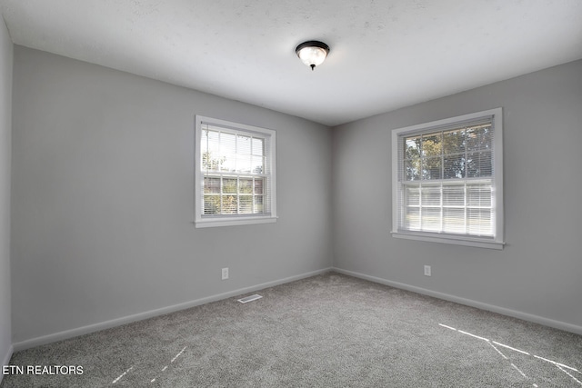 empty room with a wealth of natural light and carpet floors