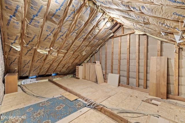 view of unfinished attic