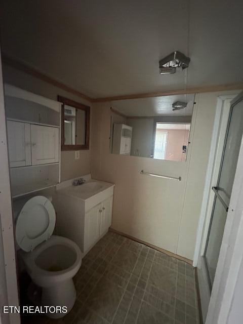 bathroom with toilet and vanity