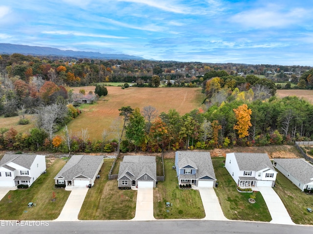 aerial view with a residential view and a mountain view