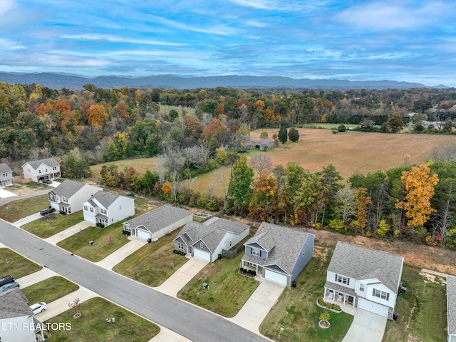 bird's eye view with a residential view and a mountain view