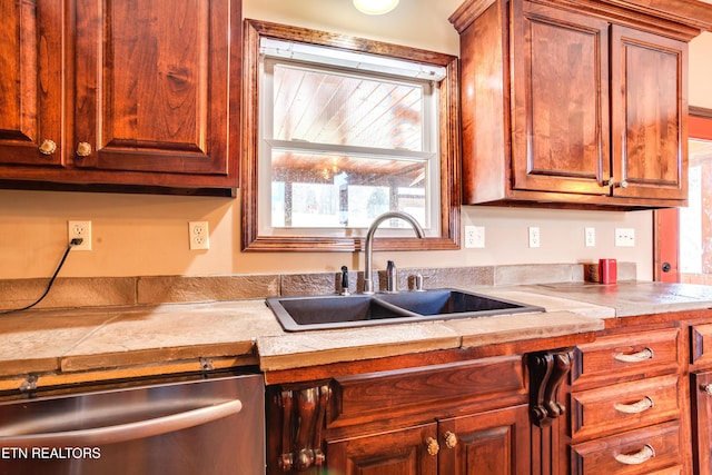 kitchen with stainless steel dishwasher and sink