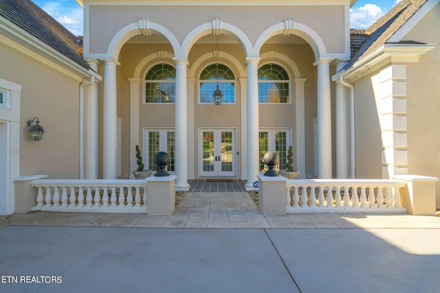 property entrance with french doors