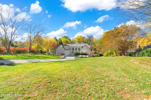 view of yard featuring a garage