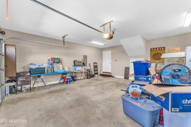 garage with a garage door opener