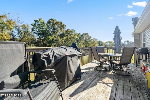 2670 Sharps Chapel Rd, Sharps Chapel, TN 37866 - wooden terrace featuring outdoor dining space and a grill