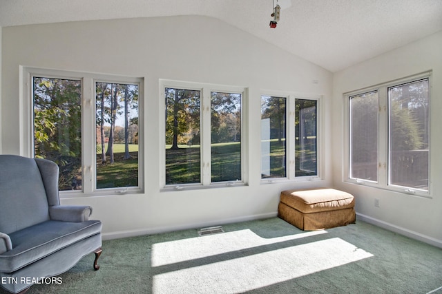 sunroom featuring a healthy amount of sunlight and vaulted ceiling