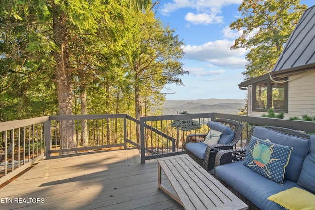 deck featuring a mountain view