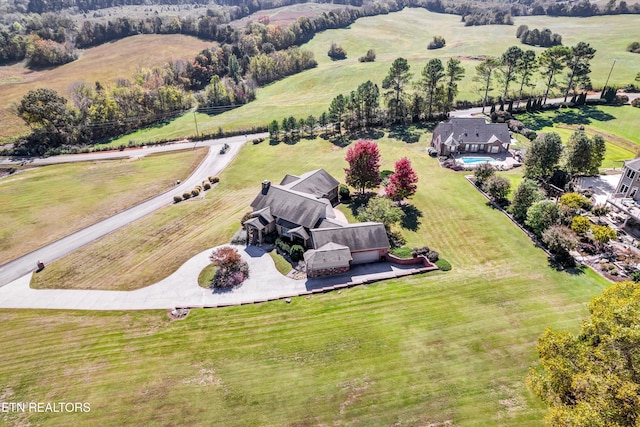 bird's eye view with a rural view