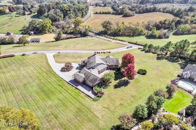 drone / aerial view featuring a rural view