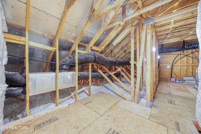 view of unfinished attic