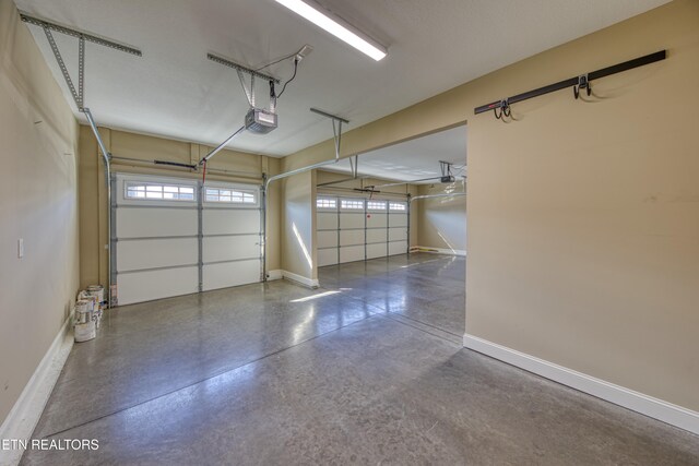 garage with a garage door opener