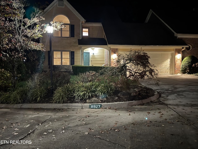 view of front of house with a garage