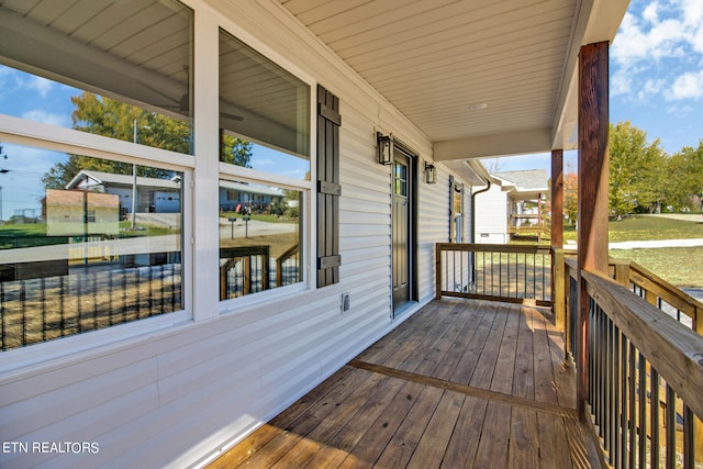 wooden deck with covered porch