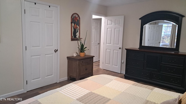 bedroom featuring dark hardwood / wood-style flooring