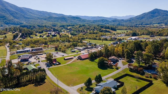 aerial view with a mountain view