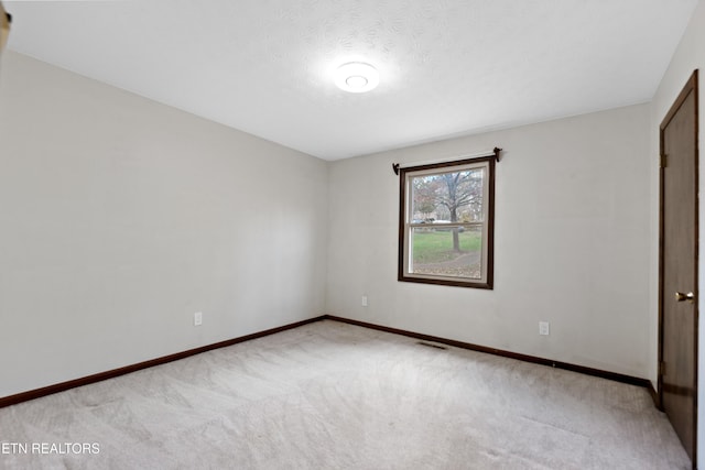 unfurnished bedroom with light carpet and a textured ceiling