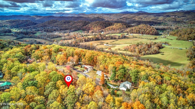 aerial view with a mountain view