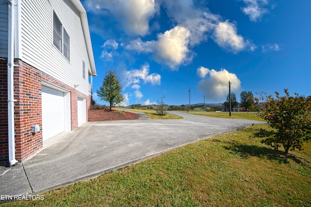 exterior space with a garage