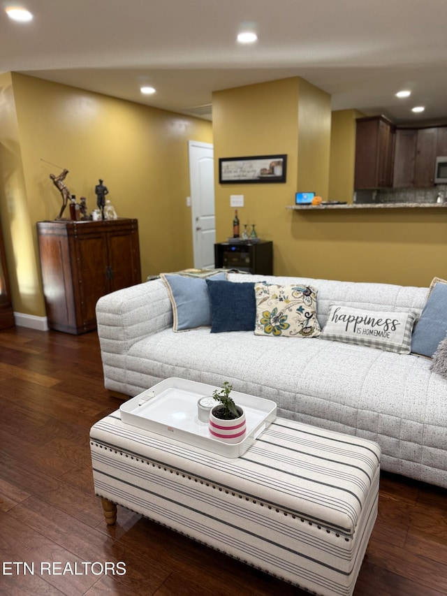 living room featuring dark hardwood / wood-style floors