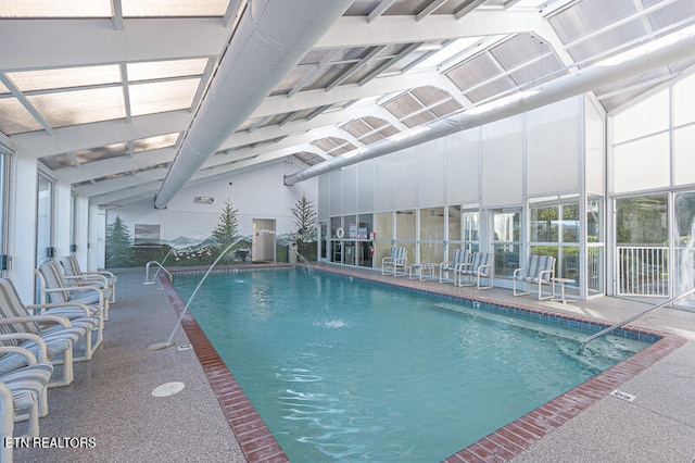 view of pool with pool water feature