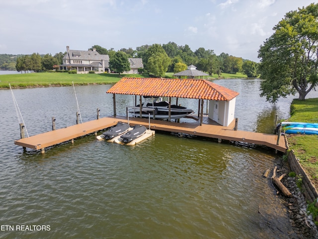 view of dock featuring a water view