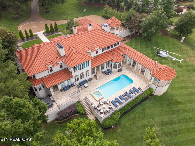 8719 Inlet Dr, Knoxville, TN 37922 - aerial view of property and surrounding area with a pool
