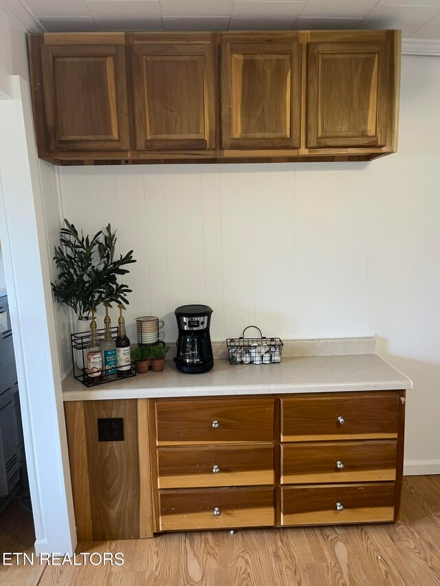 kitchen with light wood-type flooring