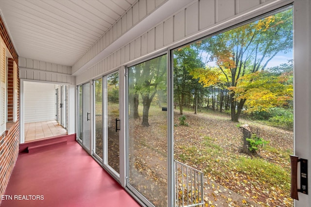 view of unfurnished sunroom