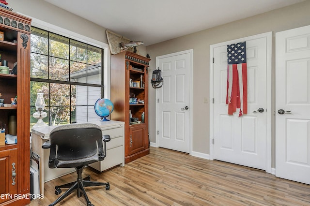 office featuring light wood-type flooring