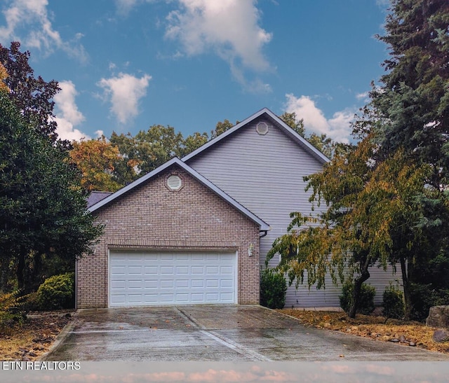 exterior space with a garage