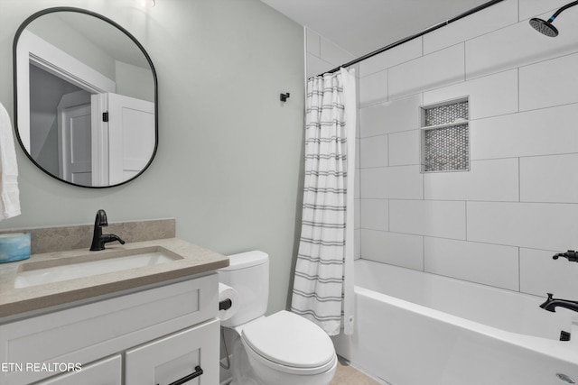 full bathroom featuring vanity, toilet, and shower / bath combo