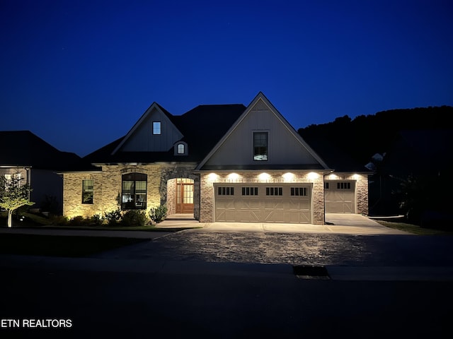 view of front of house with a garage