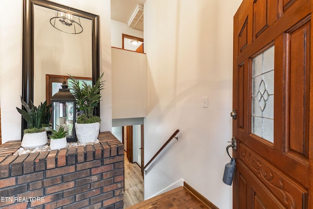 foyer with light hardwood / wood-style flooring