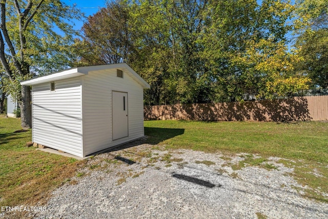 view of outdoor structure with a yard