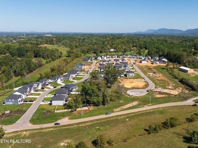 drone / aerial view with a mountain view