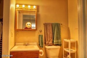 bathroom featuring vanity and toilet