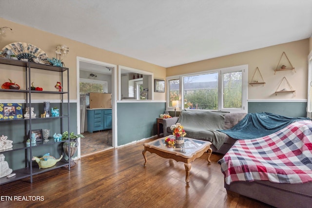 living room with hardwood / wood-style flooring