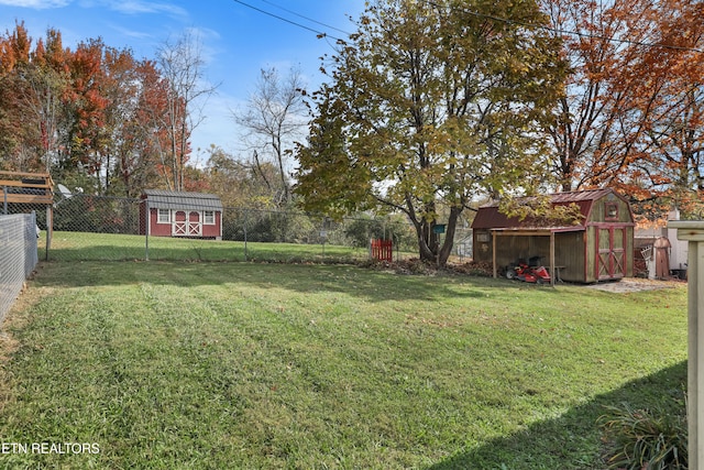 view of yard with a shed