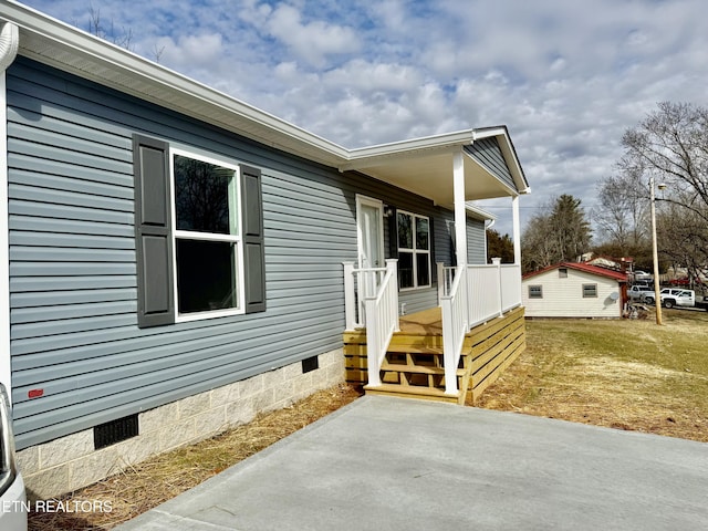 view of property exterior featuring crawl space