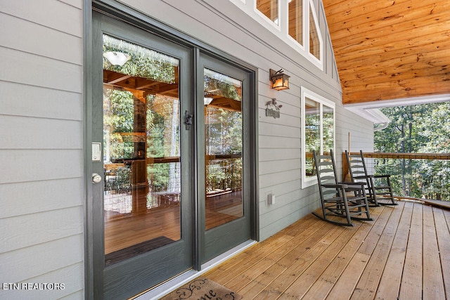 deck featuring a porch