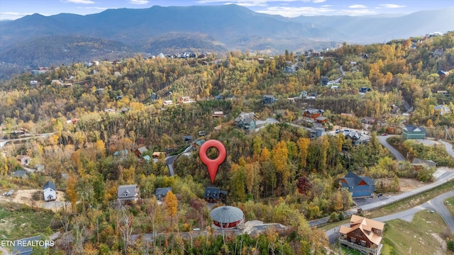 aerial view with a mountain view